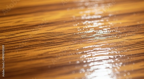 Polished Wooden Floor with Reflections.