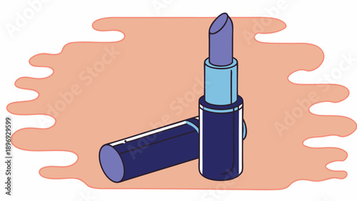 A vibrant illustration showcasing a lipstick on a peach background, viewed from a slight angle