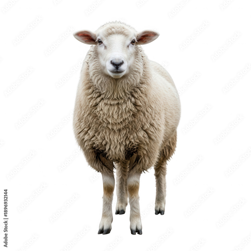 Fototapeta premium Standing sheep with curly wool
