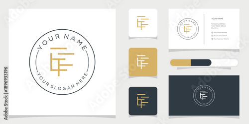 Elegant Monogram Logo with Business Card Set and Stationery Design Element