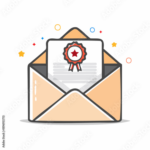 受験 合格通知 封筒アイコンのピクトグラム