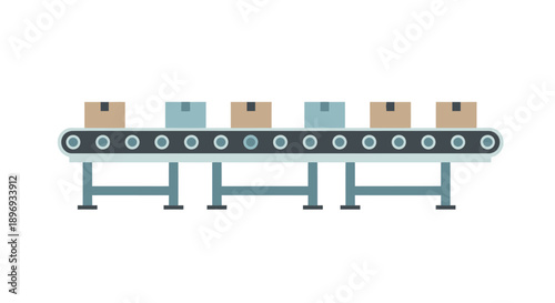 Automated Industrial Conveyor Belt Transporting Cardboard Boxes.