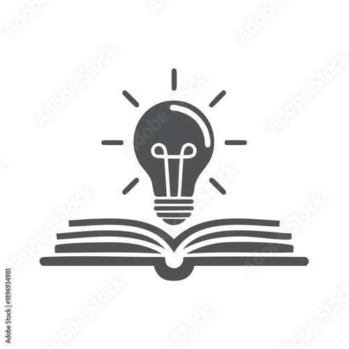 受験 勉強 ひらめきを表す本と電球のピクトグラム