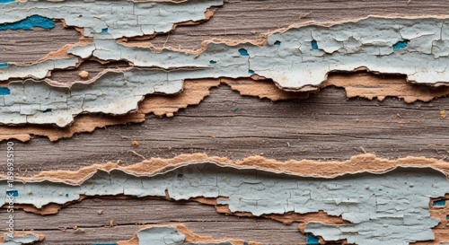 Weathered Wooden Surface with Peeling Paint.