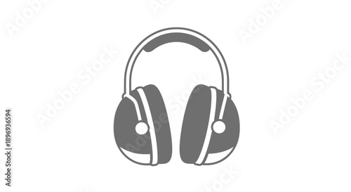 Gray Over-Ear Headphones Icon with Cushioned Earcups.