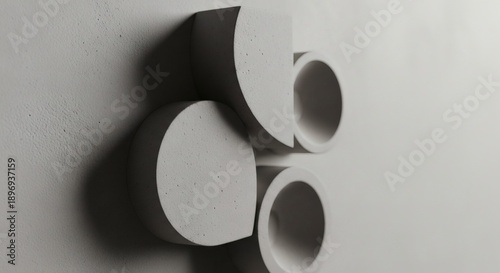 White Pipes on Wall Closeup.