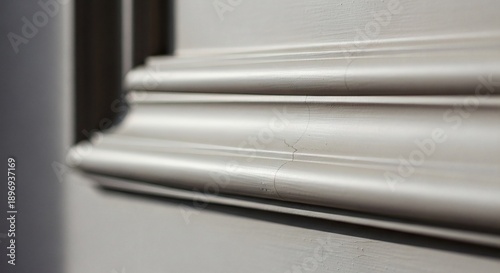 White Moulding Trim on Wall Closeup.