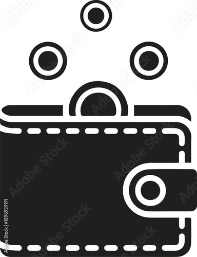 Vector wallet icon and coins illustration set featuring a design