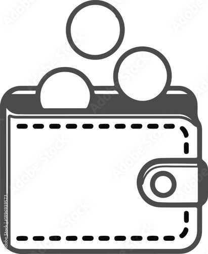 Vector icon illustration featuring a wallet design symbol for professional equipment art

