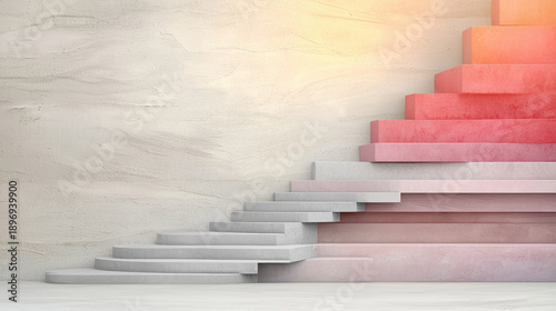 Abstract staircase gradient step pastel color minimal background modern design concrete texture architecture concept creative progress scene with