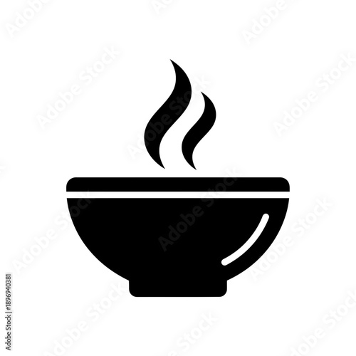 Hot Soup Bowl Icon – Steaming Food Dish Vector Illustration