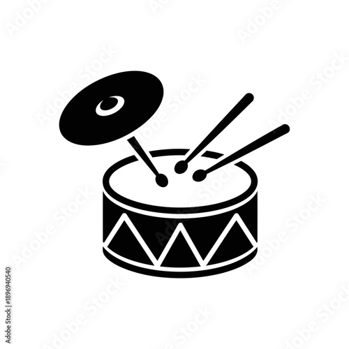 Drum and Cymbals Music Icon Percussion Instrument Minimal Vector Illustration
