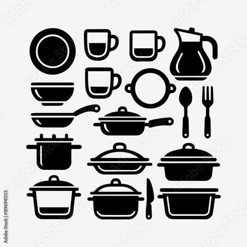 Black and white ink vector kitchen utensil icon 7.eps
