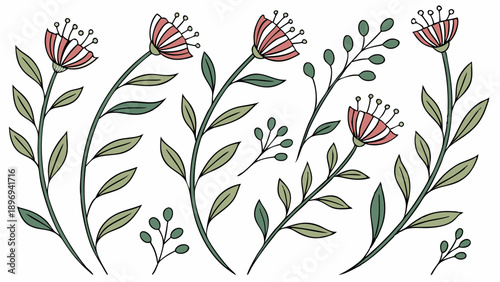 Delicate Botanical Floral Sprigs for Rustic Wedding Invitations Spring Decor Packaging Design Elements