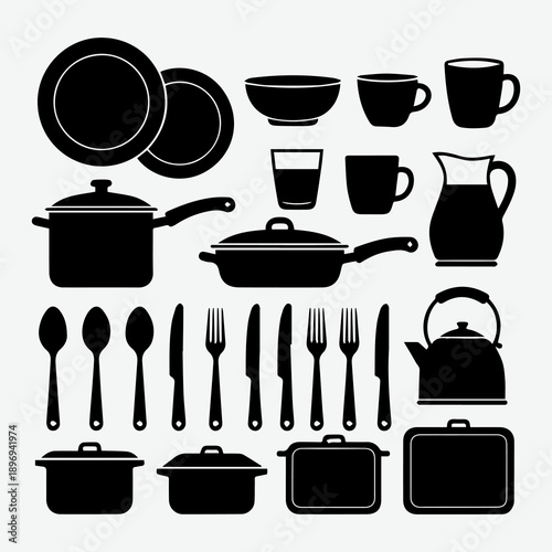 Black and white ink vector kitchen utensil icon 8.eps