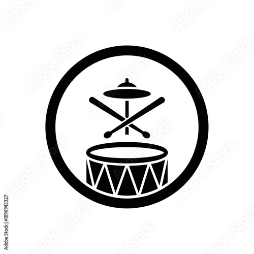Drum and Cymbals Music Icon Percussion Instrument Minimal Vector Illustration