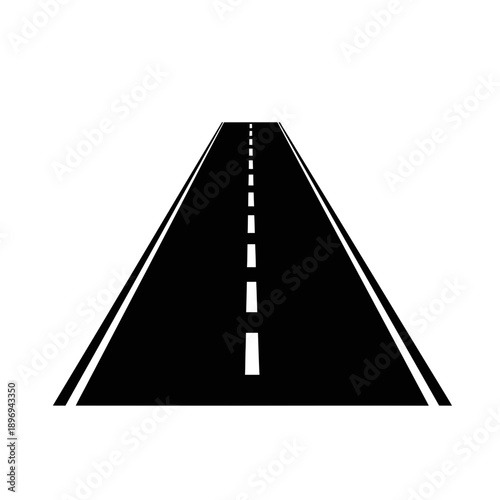 Straight Road Perspective Icon Illustration – Highway Pathway Travel Symbol