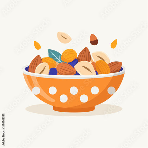 Bowl of Mixed Nuts and Dried Fruit.