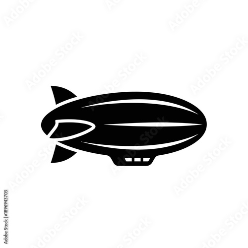 Airship Blimp Silhouette Icon Illustration – Zeppelin Flying Aircraft Symbol