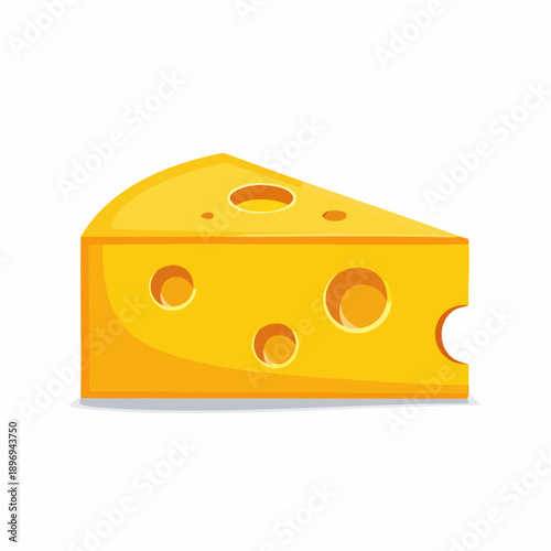 Yellow Cheese Wedge with Holes Illustration.