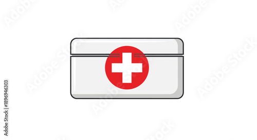 White First Aid Kit Box with Red Cross Symbol.