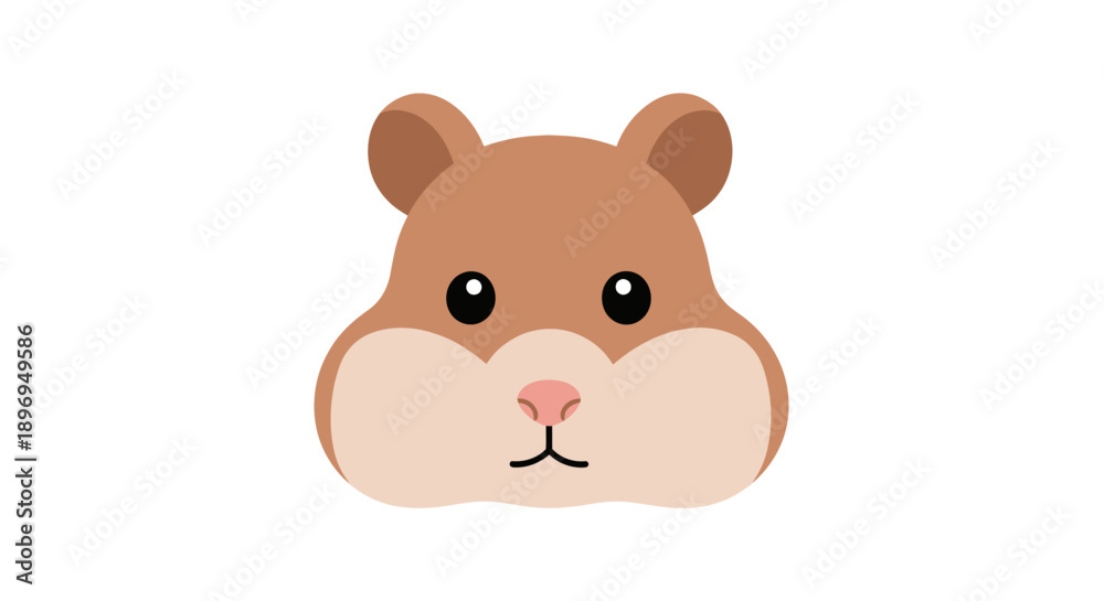 Fototapeta premium Cartoon Hamster Face with Brown Fur and Pink Nose.