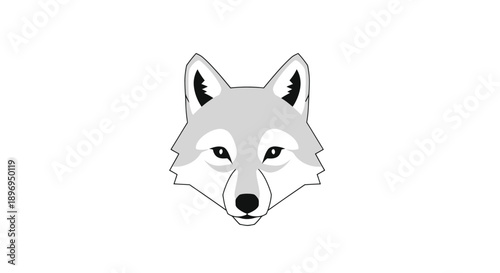 Stylized Gray Wolf Head Illustration with Black Accents.