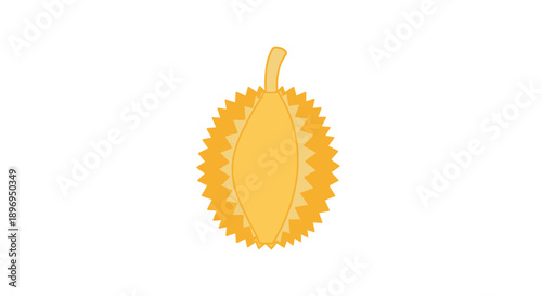 Cartoon Durian Fruit Illustration with Spiky Yellow Skin.