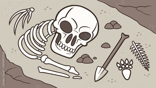 Archaeology Dig Discovery Skeleton Excavation Site for History Education and Paleontology Web Design