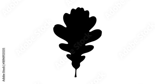 Silhouette of a Black Oak Leaf with Lobed Edges.
