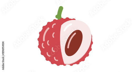 Freshly Cut Lychee Fruit with Red Textured Skin.