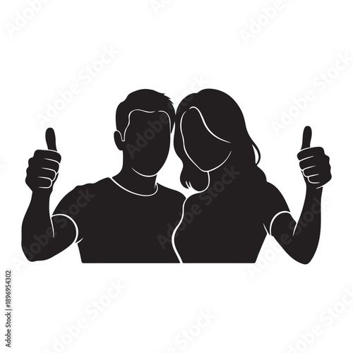 Modern Valentine Love Like Gesture Couple Silhouette