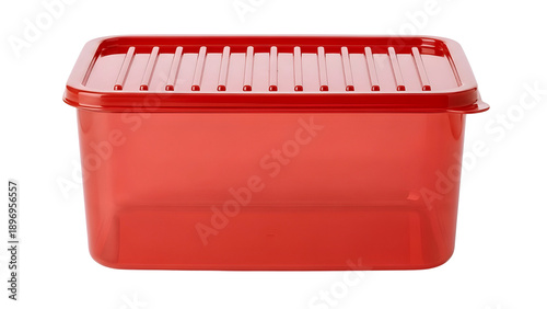 Red plastic container with ventilated lid isolated on transparent background