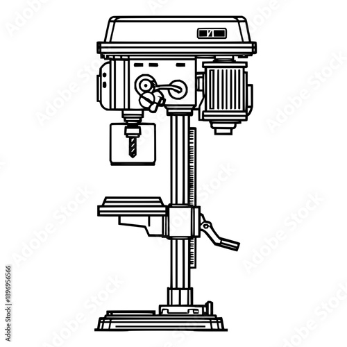 Drill Press Machine on Workbench in Industrial Setting