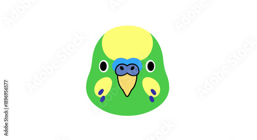 Cartoon Illustration of a Green Budgerigar Birds Face.