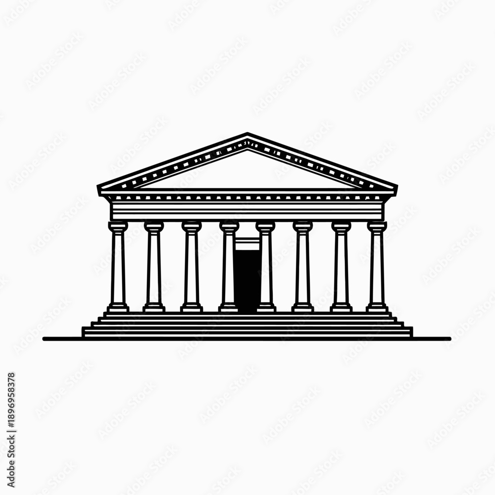 Fototapeta premium Pantheon Rome Outline Vector Illustration Minimal Monochrome Line Art