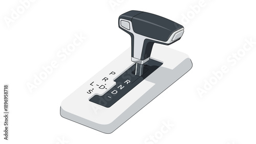 Isometric Illustration of Modern Car Automatic Transmission Gear Shift Lever
