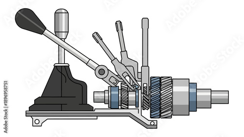 Detailed Cutaway Illustration of a Manual Transmission System
