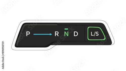 Modern Car Gear Shift Panel with P, R, N, D, and L/S Indicators