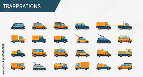 Collection of diverse transportation vehicles in a flat design style.