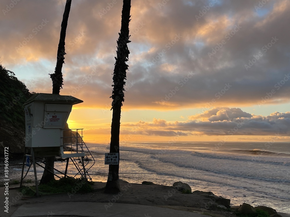 Obraz premium Dawn At Hendry's Beach Hope Ranch Santa Barbara