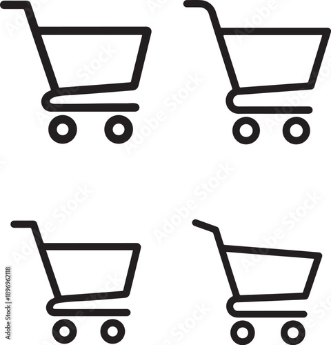 Four Simple Shopping Cart Icons trolley symbol