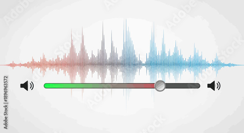 Sound Wave Visualization with Volume Slider Featuring Gradient Colors and Speaker Icons.