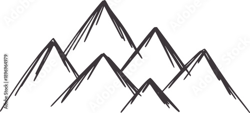Hand drawn dark grey mountain range mountains handdrawn peaks