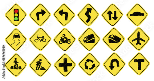Free Download Cute set collections of watercolor crayon hand drawn traffic road warning sign doodle kids illustration nursery design sticker - GFXLoad