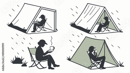 Cozy Camping Shelter Setup Showing Different Tent Styles for Outdoor Adventure Travel Relaxation