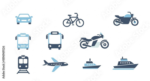 Collection of various transportation vehicles and modes of travel.