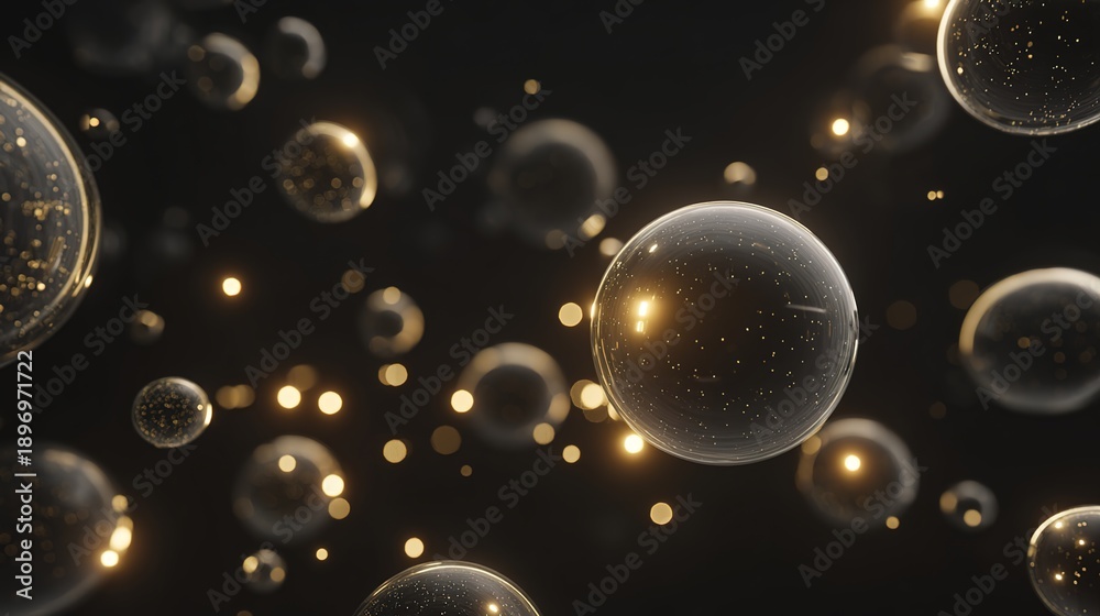 custom made wallpaper toronto digitalCelestial Spheres: A mesmerizing capture of shimmering spheres floating in a dark expanse, speckled with radiant specks of light, igniting a sense of wonder and cosmic beauty.