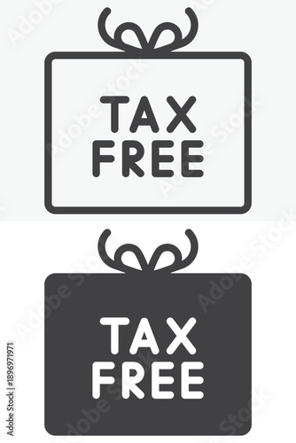 Tax free shopping tag icon set in different style. Line and outline with solid version, editable stroke vector icon sign and symbol. Duty free tax icon.