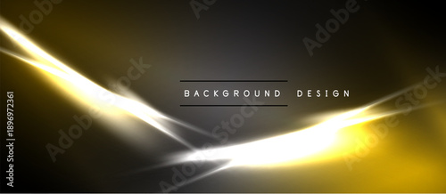 Abstract golden light streaks over dark background. Modern design element, smooth gradients, dynamic flow. Minimalist aesthetic.